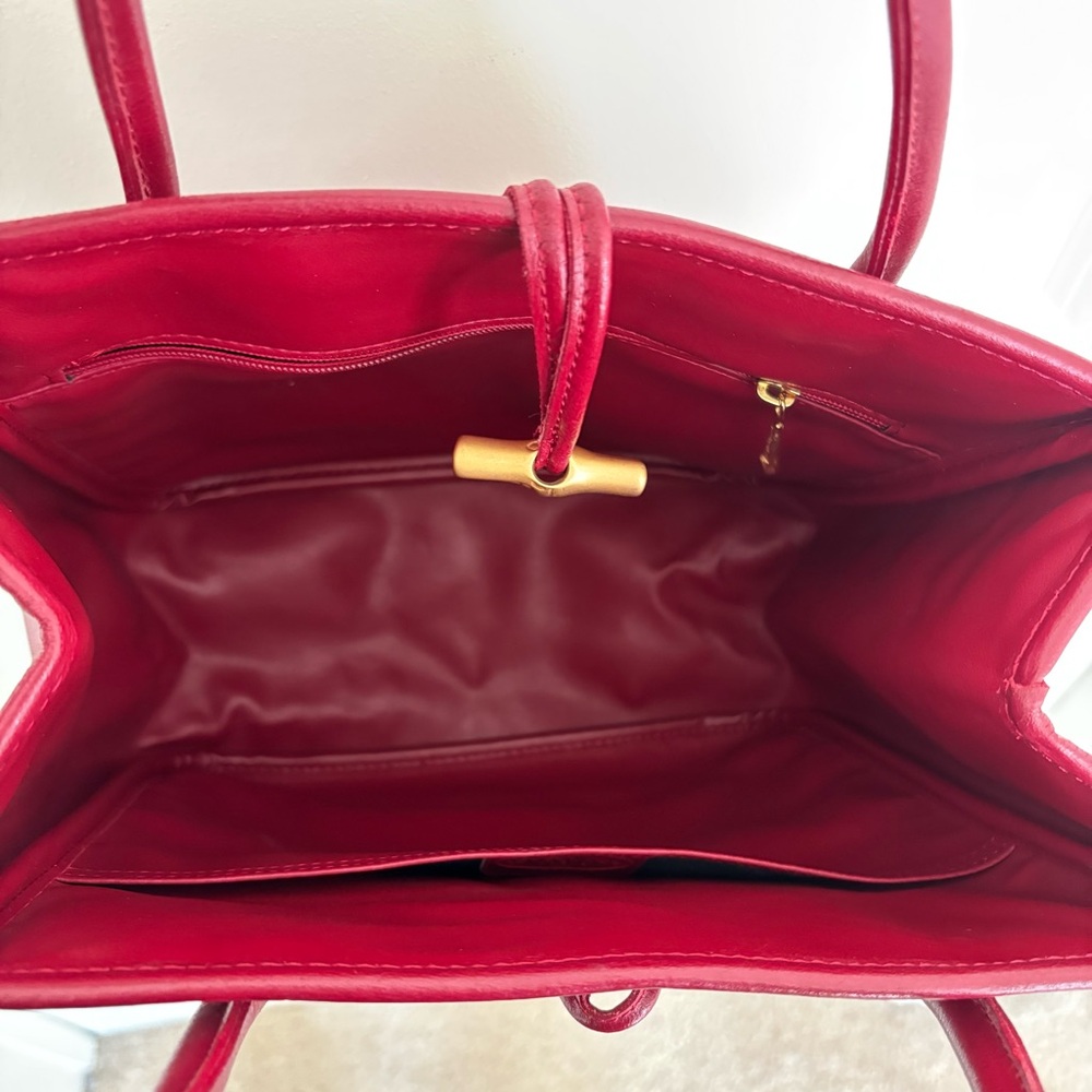 Longchamp Roseau Red Leather Handbag - Picture 13 of 16
